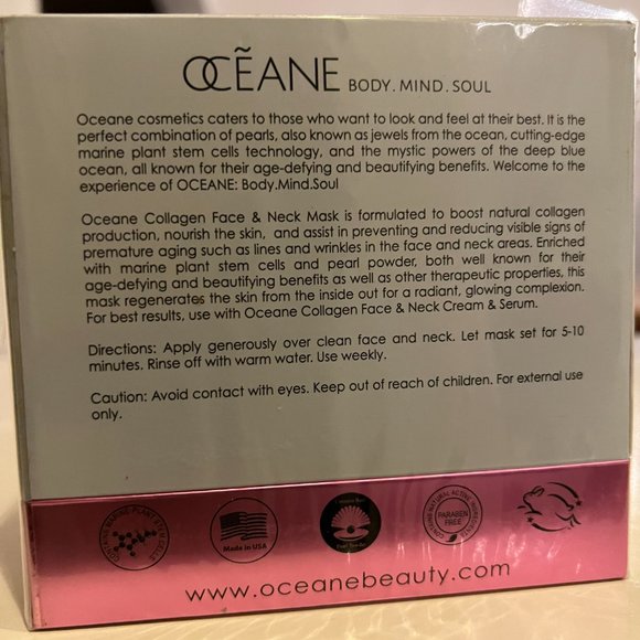 Oceane Pink Pearl Collagen Face & Neck Mask 50ml/1.7oz NIB Sealed - Picture 3 of 4